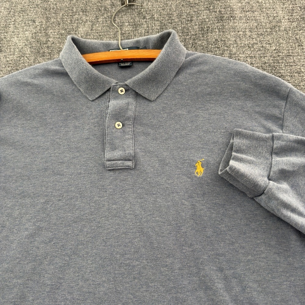 Polo Ralph Lauren Mens XL Long Sleeve Polo Shirt Yellow Pony Embroidered